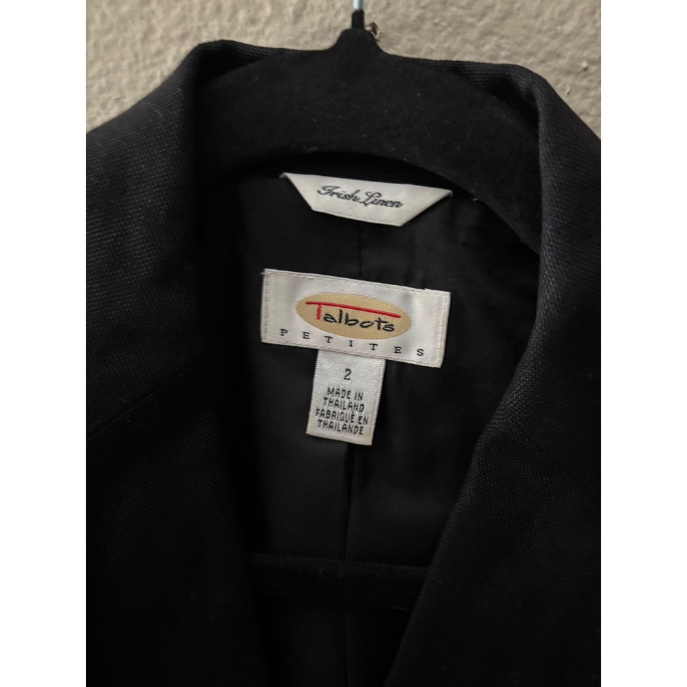 Talbots Petites Black 100% Irish Linen Blazer Jacket Size 2P 
A1106 - Picture 3 of 4